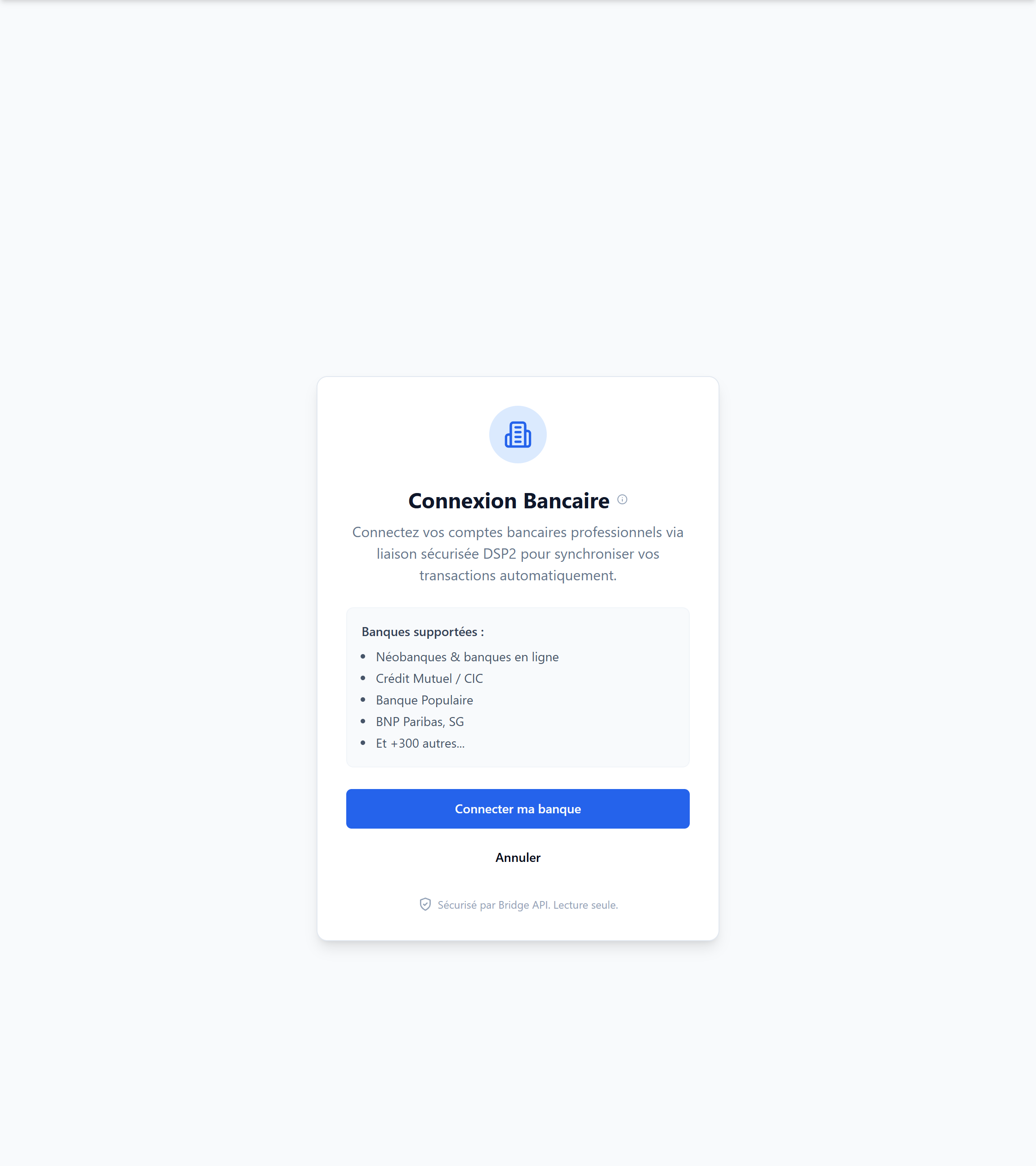 L'assistant de connexion, à l'étape de l'autorisation bancaire sécurisée